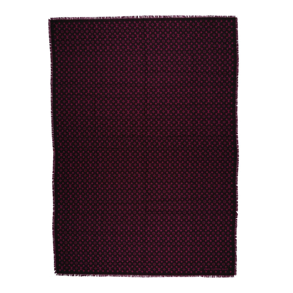 Louis Vuitton Wool Silk So LV Stole Pink Black