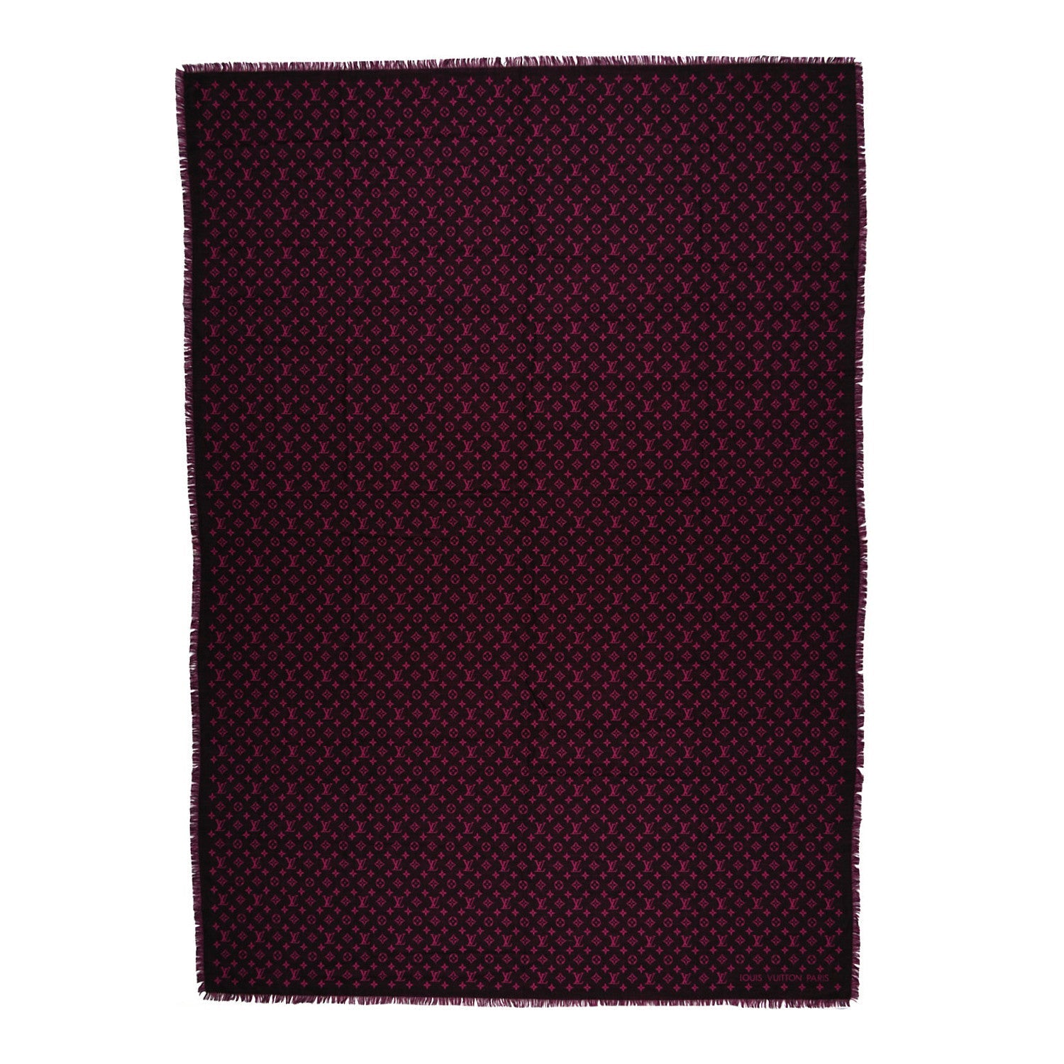 Louis Vuitton Wool Silk So LV Stole Pink Black