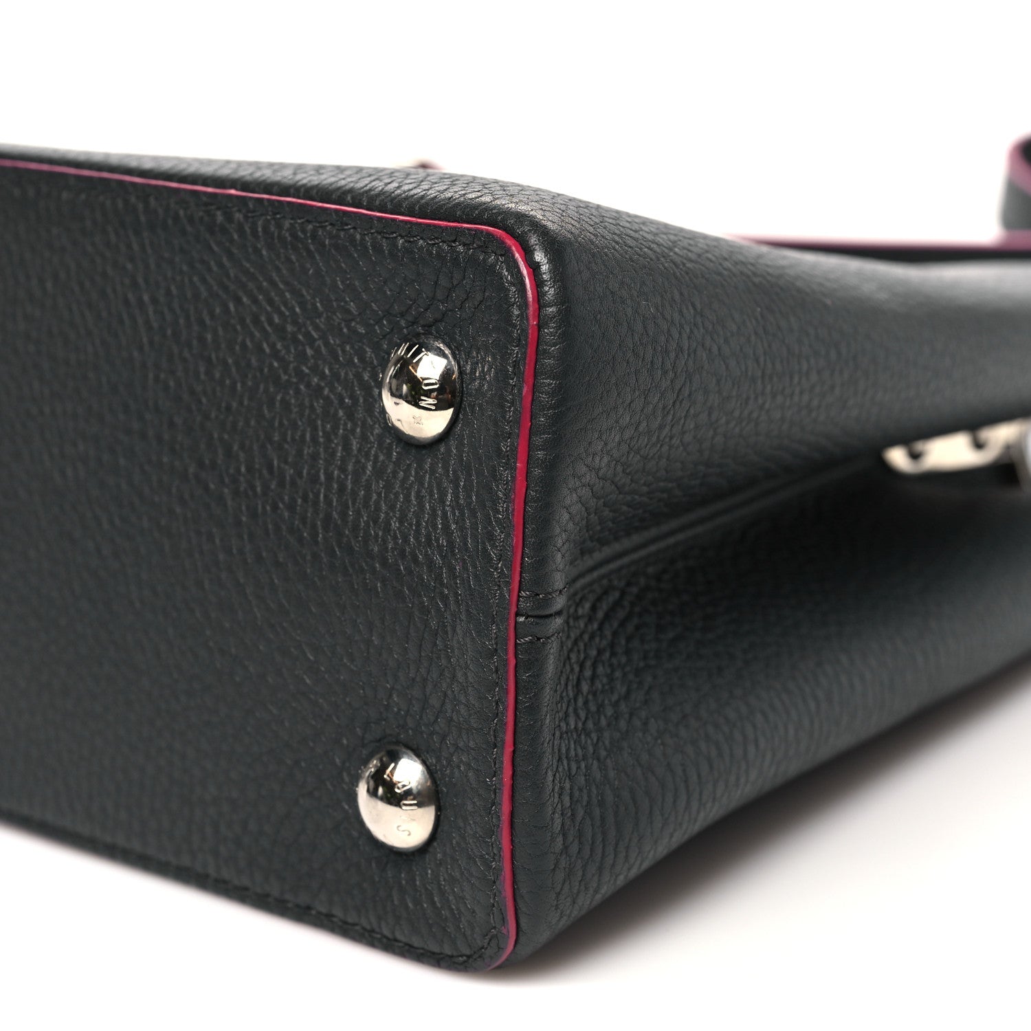 Louis Vuitton Taurillon Capucines PM Black Fuchsia