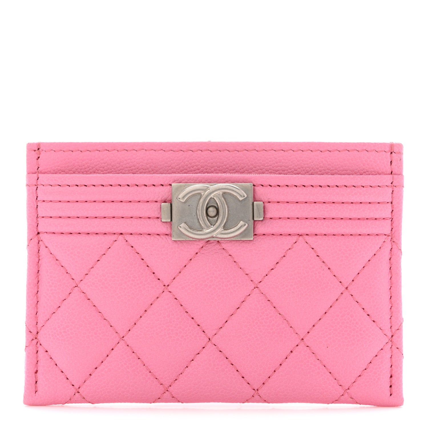 Caviar Quilted Boy Card Holder Pink