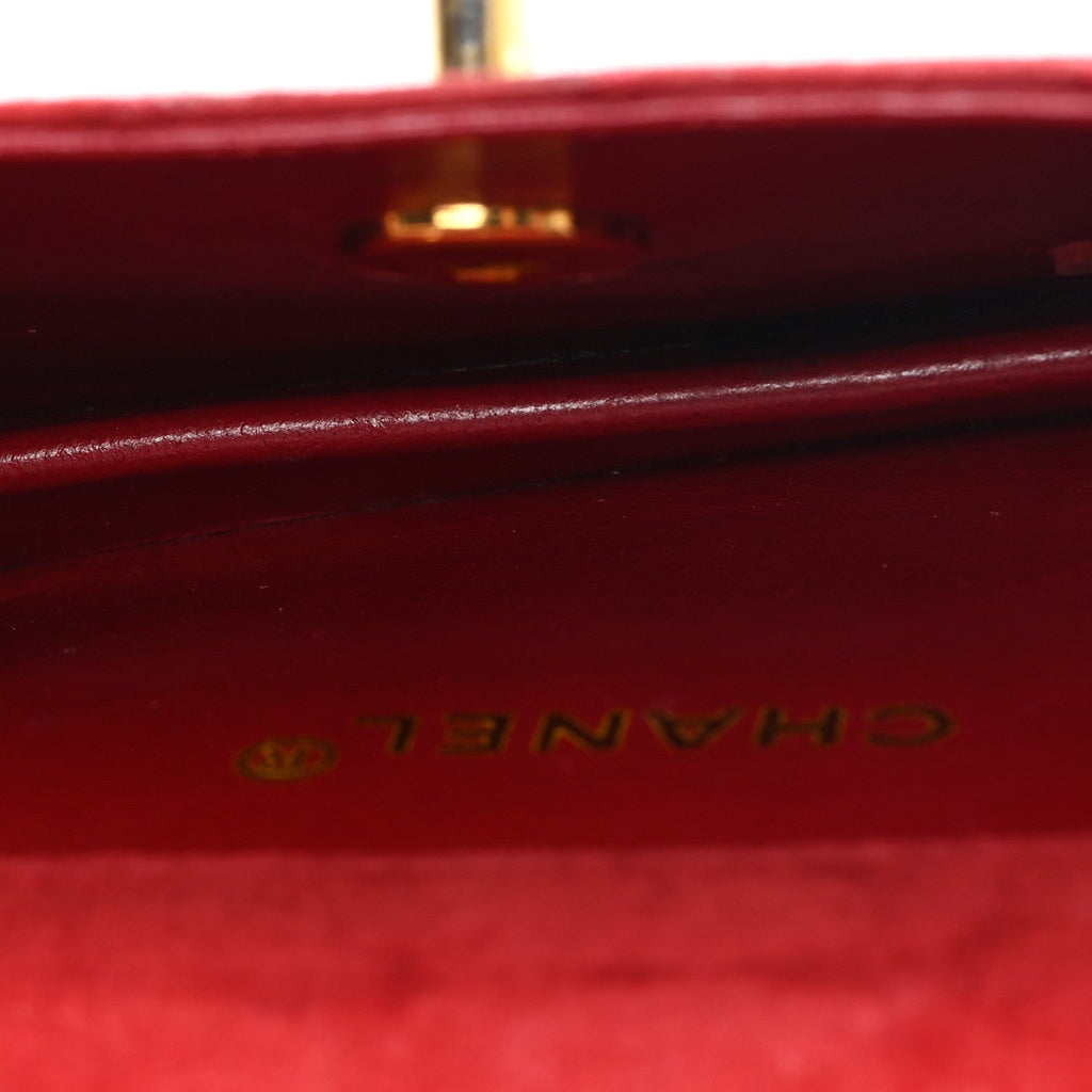 Chanel Suede Quilted Mini Square Flap Red