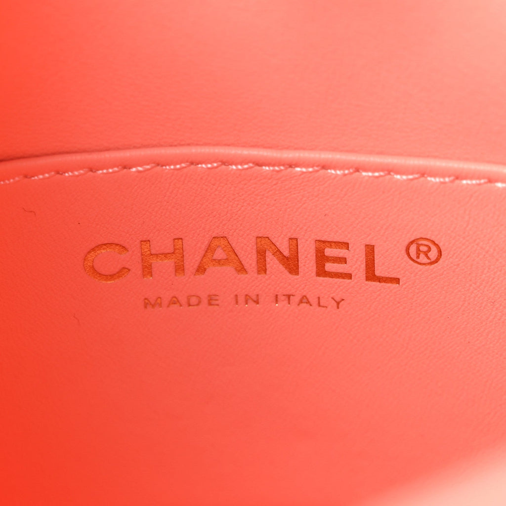 Chanel Lambskin Quilted Small Pearl Crush Hobo  Coral