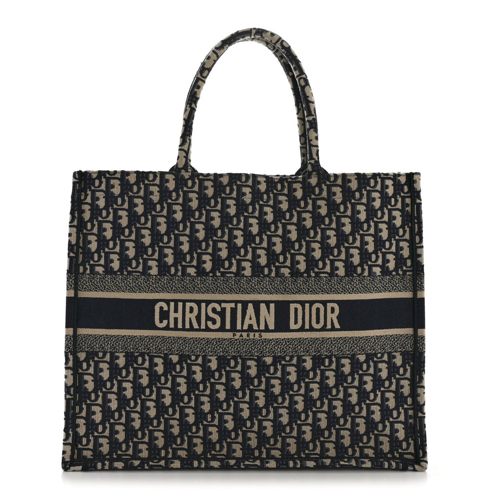 Christian Dior Oblique Large Book Tote Blue Multicolor