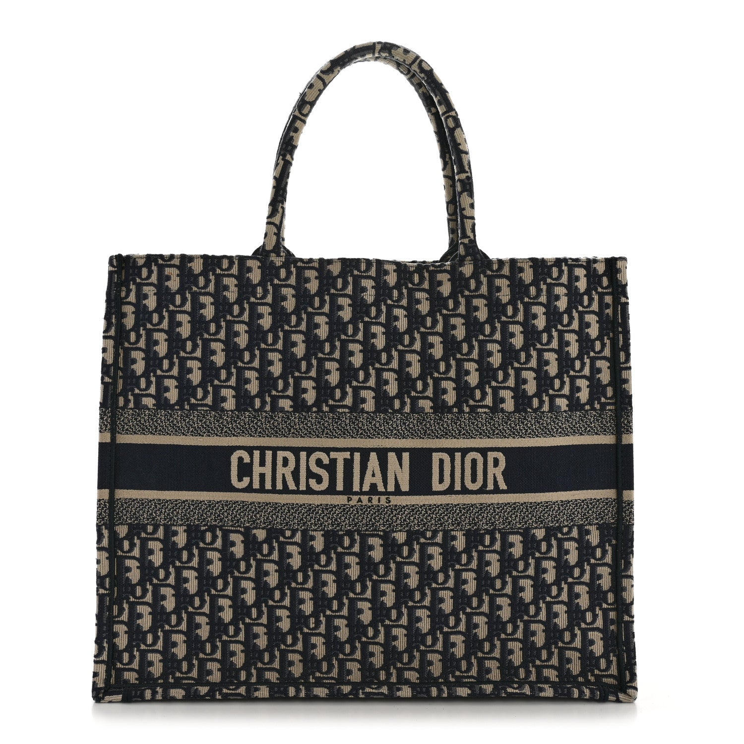 Christian Dior Oblique Large Book Tote Blue Multicolor
