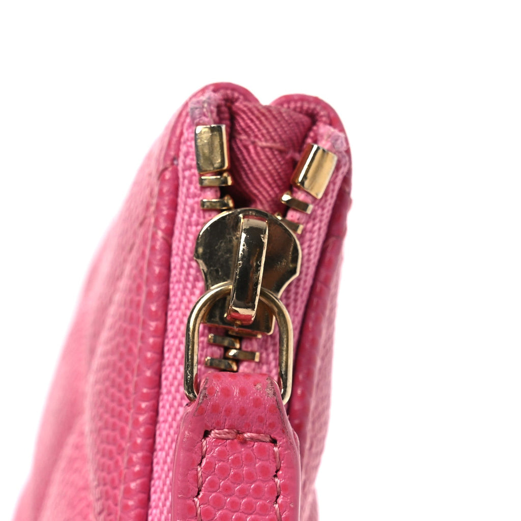 Caviar Quilted Small Cosmetic Case Pink