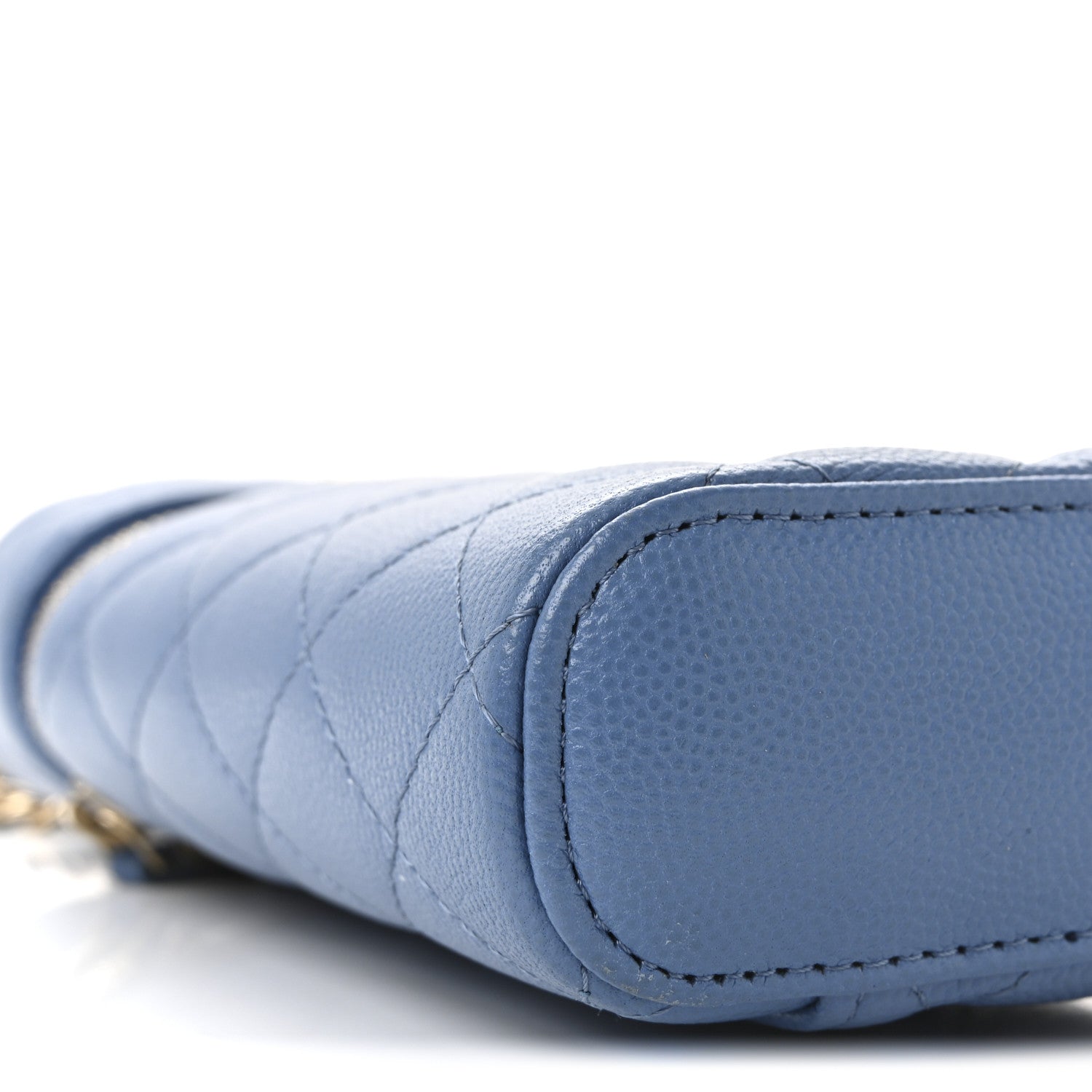Chanel Caviar Quilted Phone Holder With Chain Blue