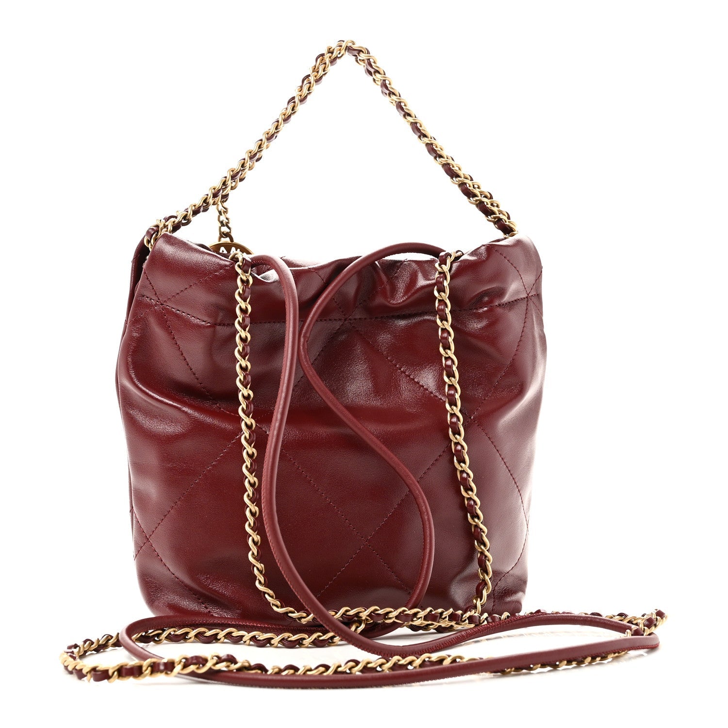 Chanel Shiny Calfskin Quilted Mini Chanel 22 Dark Burgundy
