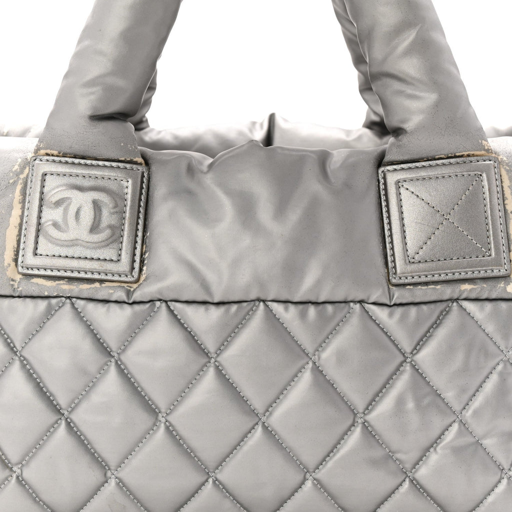 Chanel Nylon Coco Cocoon Zipped Tote Silver