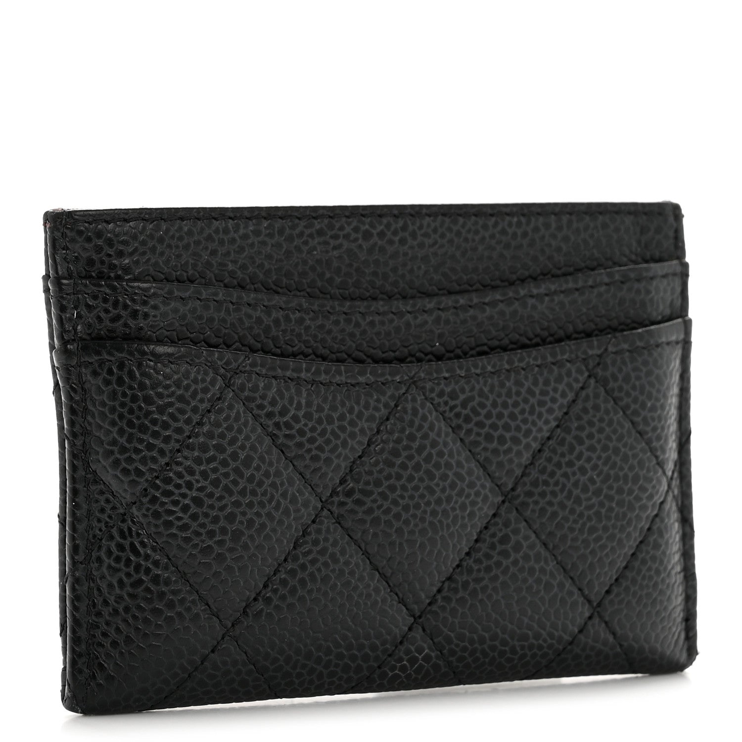 Caviar Quilted Card Holder Black