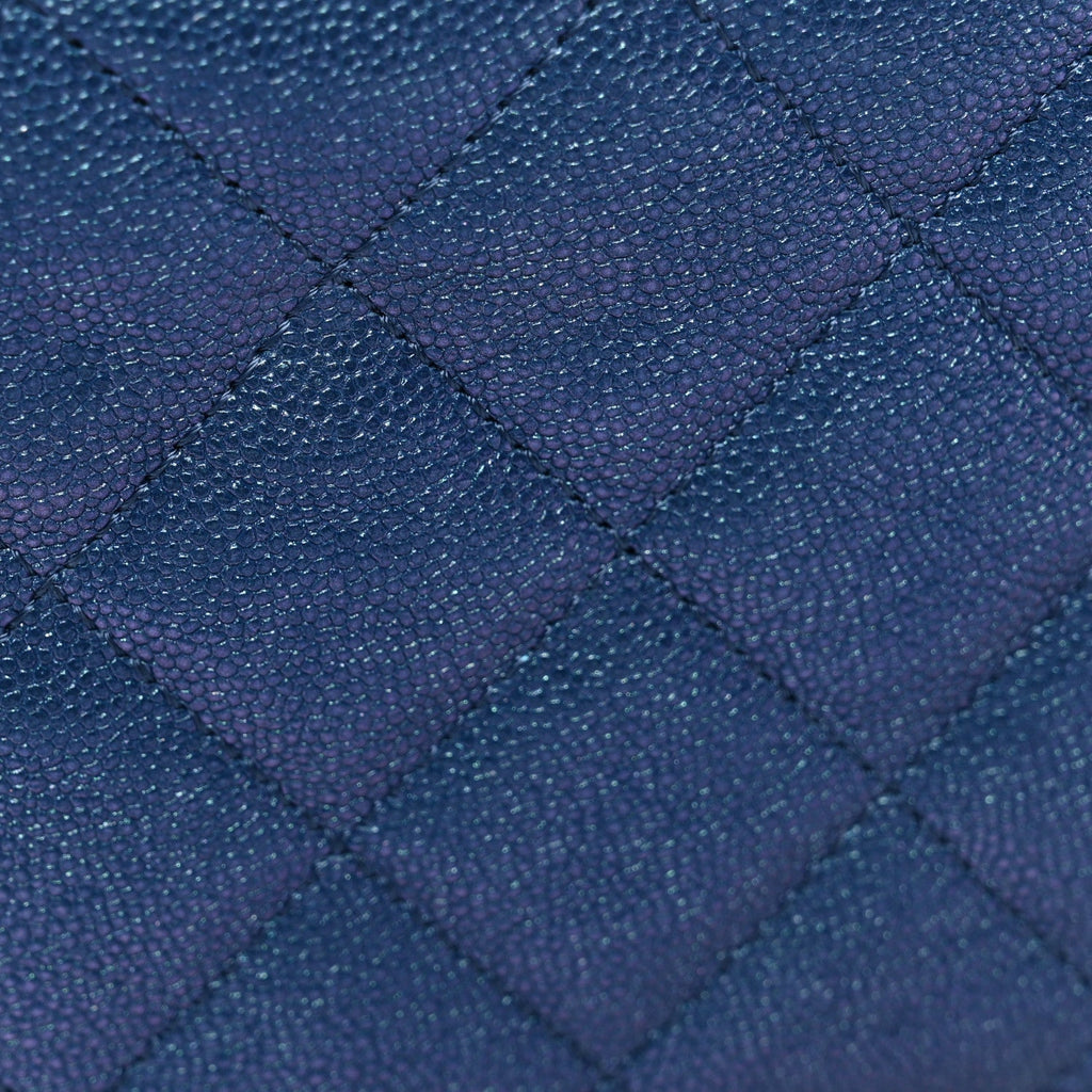 Chanel Iridescent Caviar Quilted Wallet on Chain WOC Dark Blue