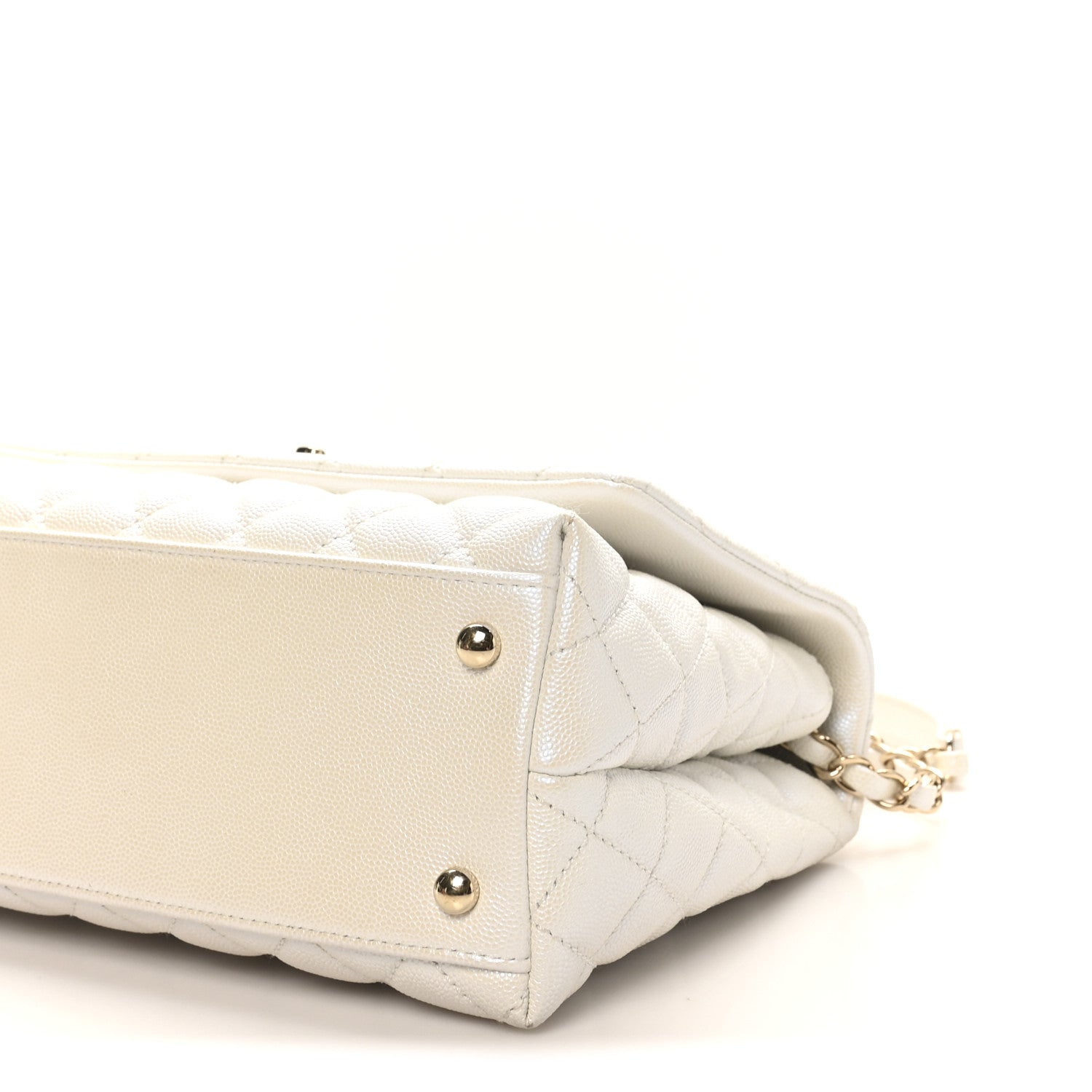 Chanel Iridescent Caviar Quilted Small Coco Handle Flap White