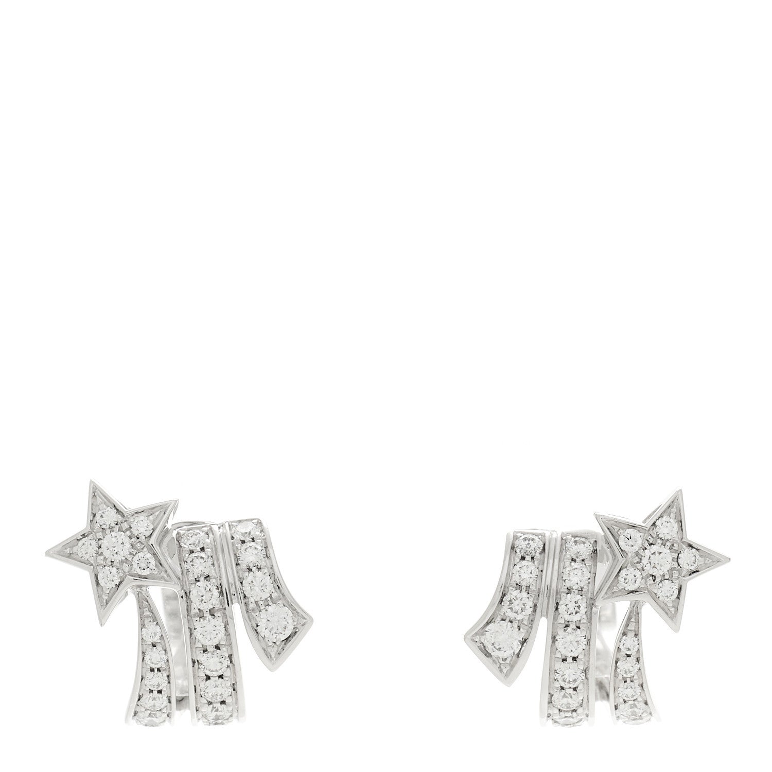 18K White Gold Diamond Etoile Filante Earrings