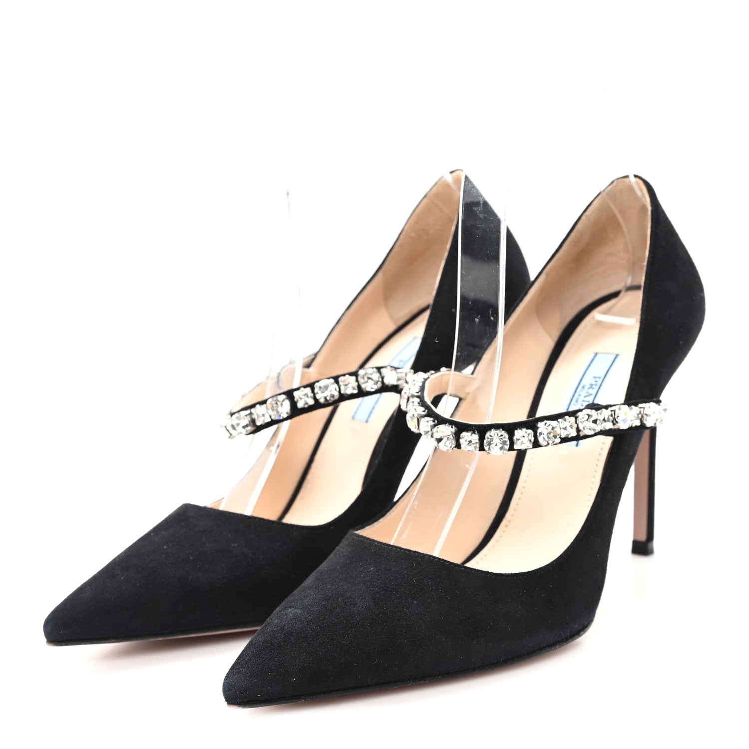 Prada Camoscio Crystal Pumps 37 Black