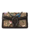 Gucci Monogram Jumbo GG Textured Dollar Calfskin Embroidered Super Mini Dionysus Shoulder Bag Camel Ebony New Acero Multicolor