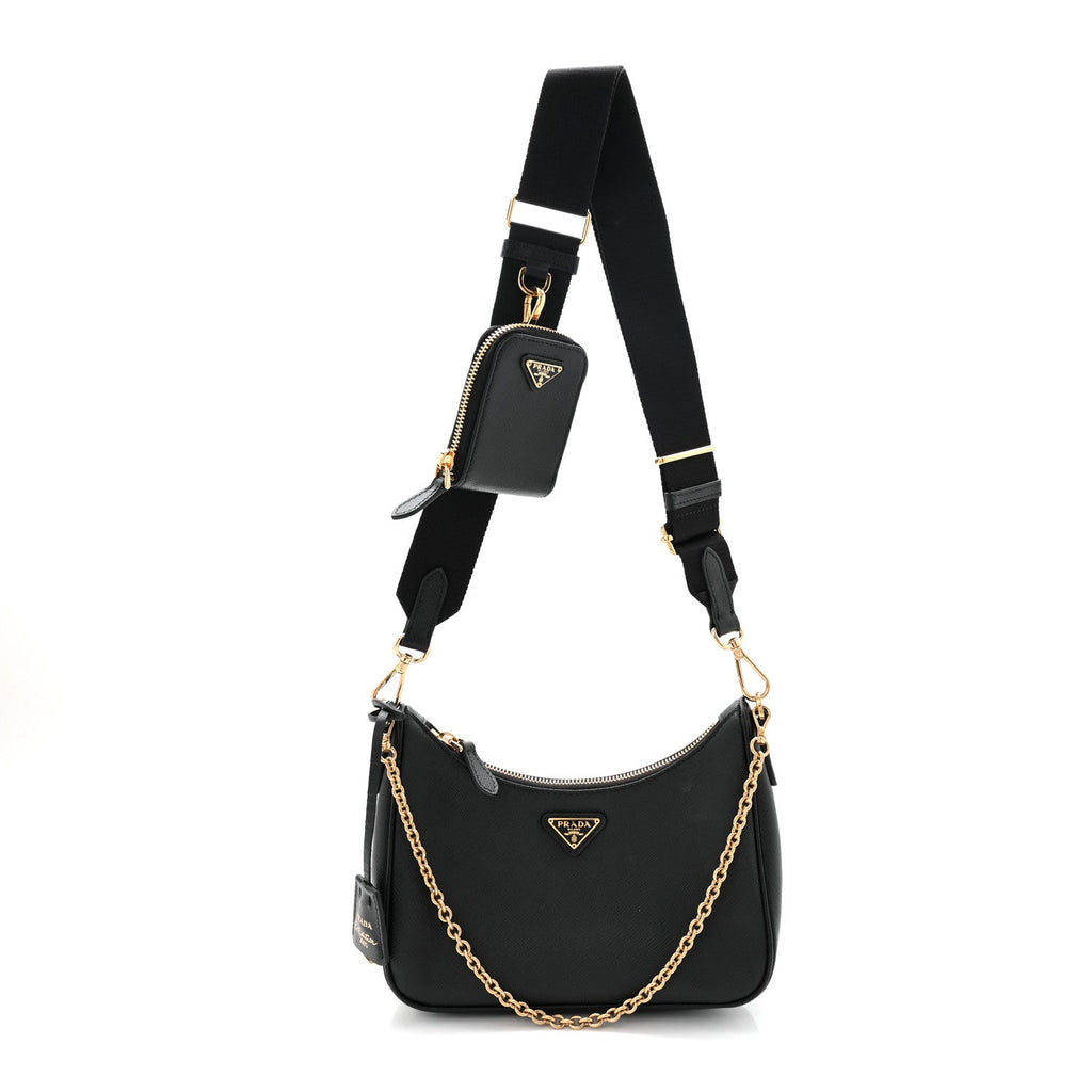 Prada Saffiano Lux Re-Edition 2005 Shoulder Bag Black