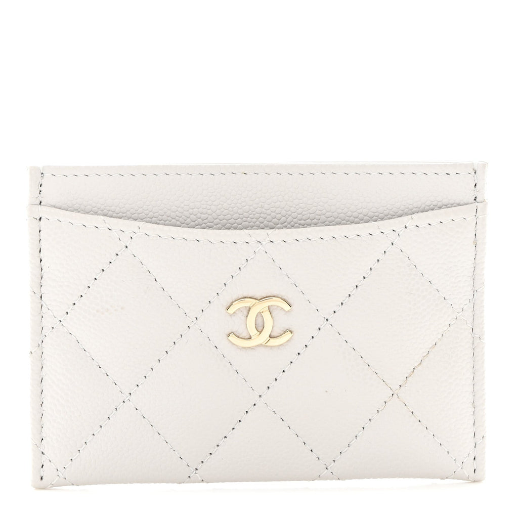 Caviar Quilted Card Holder Grey