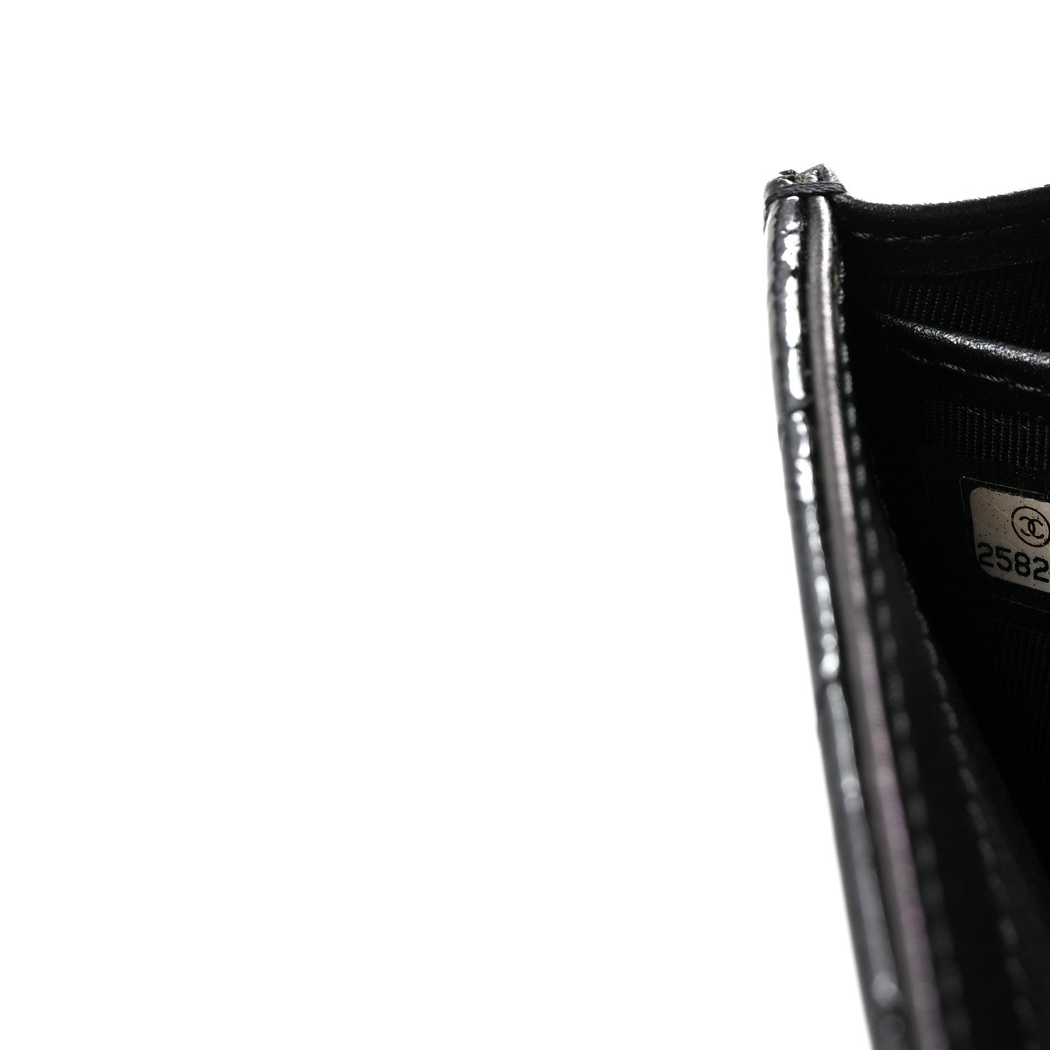 Patent Metallic Crumpled Calfskin Chevron Quilted Large Gusset Flap Wallet So Black
