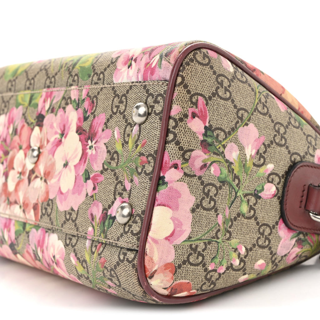 Gucci GG Supreme Monogram Blooms Small Boston Beige Multicolor Dry Rose