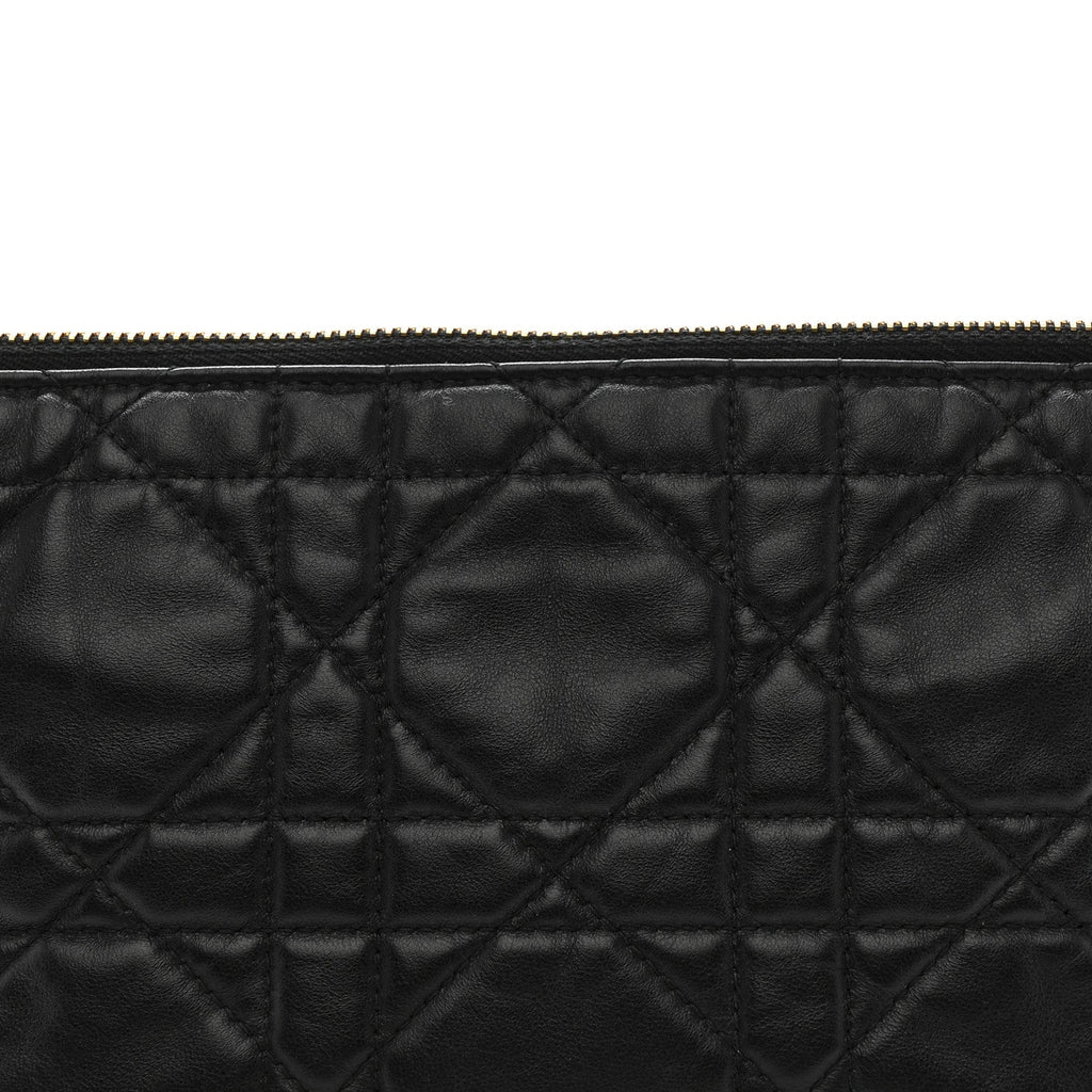 Christian Dior Lambskin Macrocannage DiorStar Hobo Bag Black