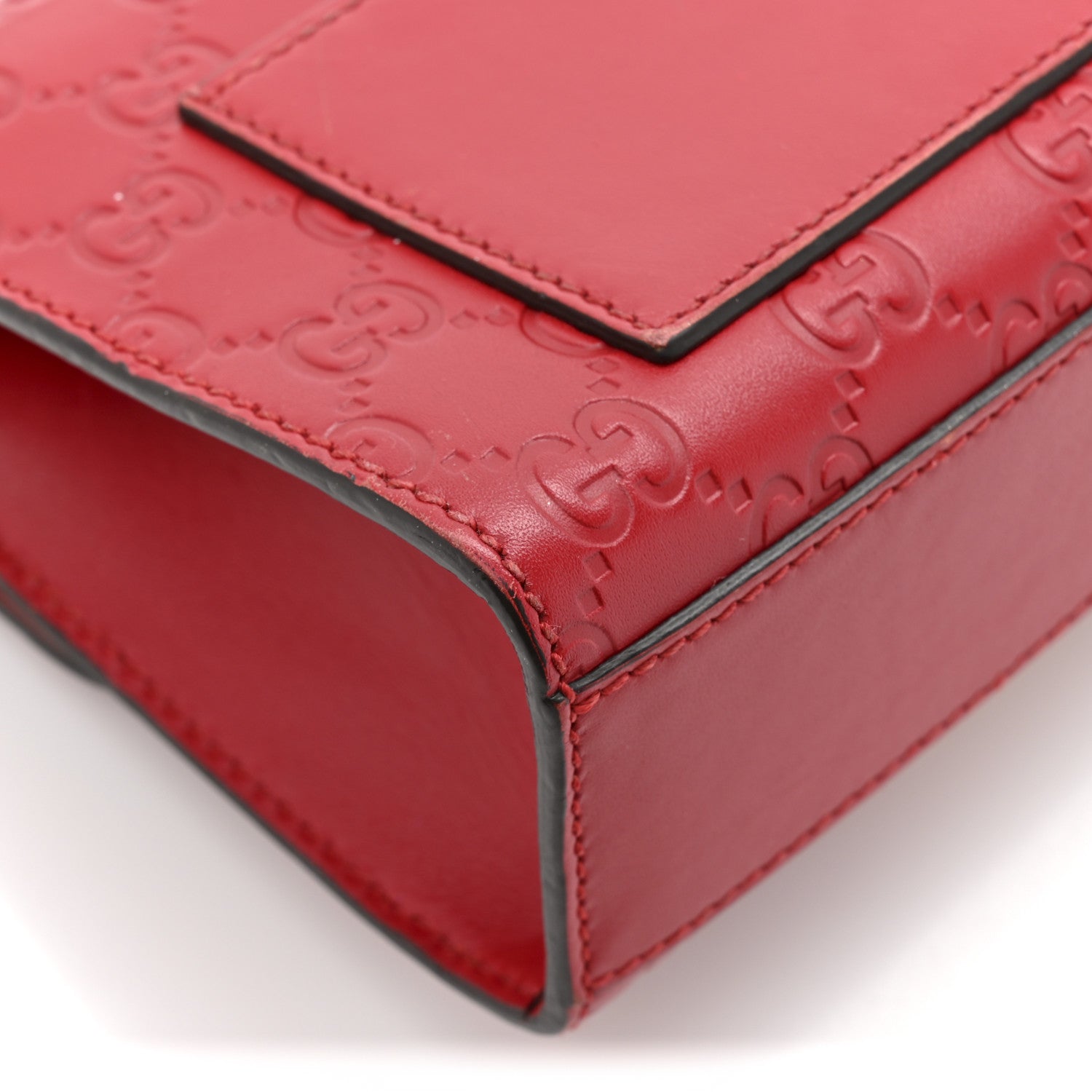Gucci Guccissima Small Padlock Shoulder Bag Hibiscus Red