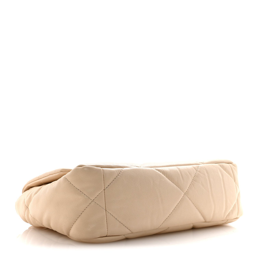 Chanel Goatskin Quilted Medium Chanel 19 Flap Beige