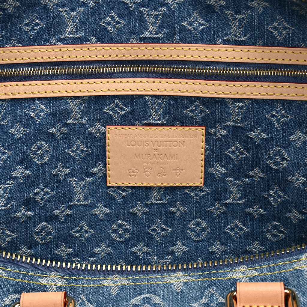 Louis Vuitton LV X TM Monogram Denim Cerises Keepall Bandouliere 45 Blue