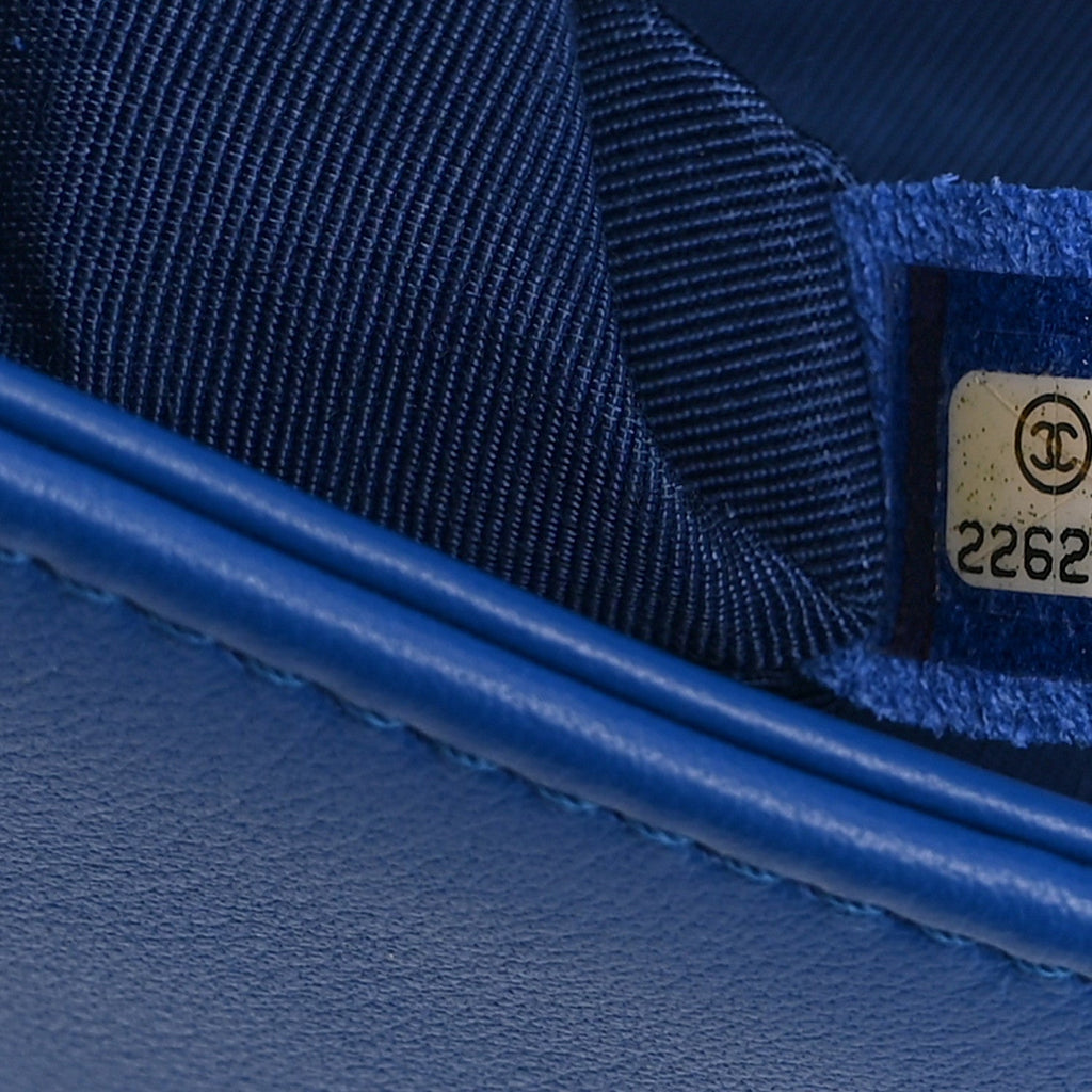Chanel Lambskin Chevron Quilted Medium Boy Flap Blue