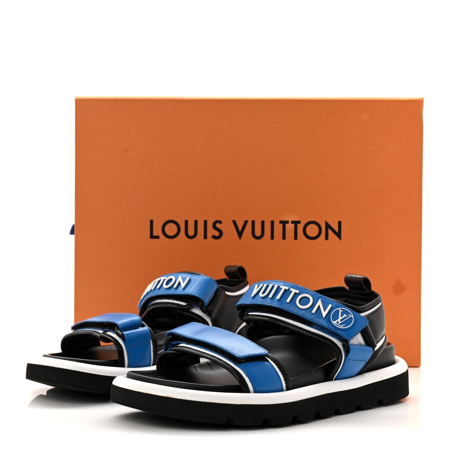 Louis Vuitton Calfskin Monogram Pool Pillow Flat Comfort Sandals 38 Blue