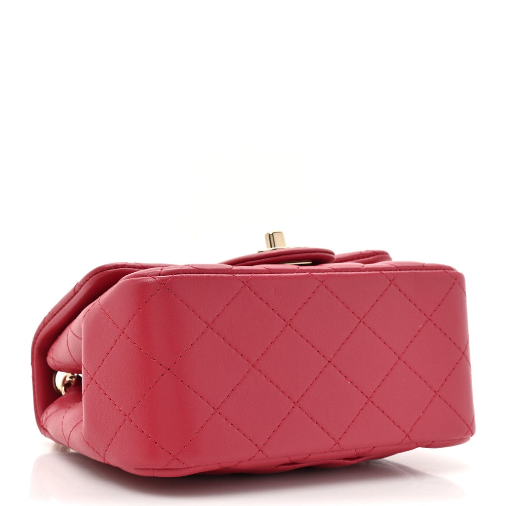 Chanel Lambskin Quilted Mini Square Flap Dark Pink
