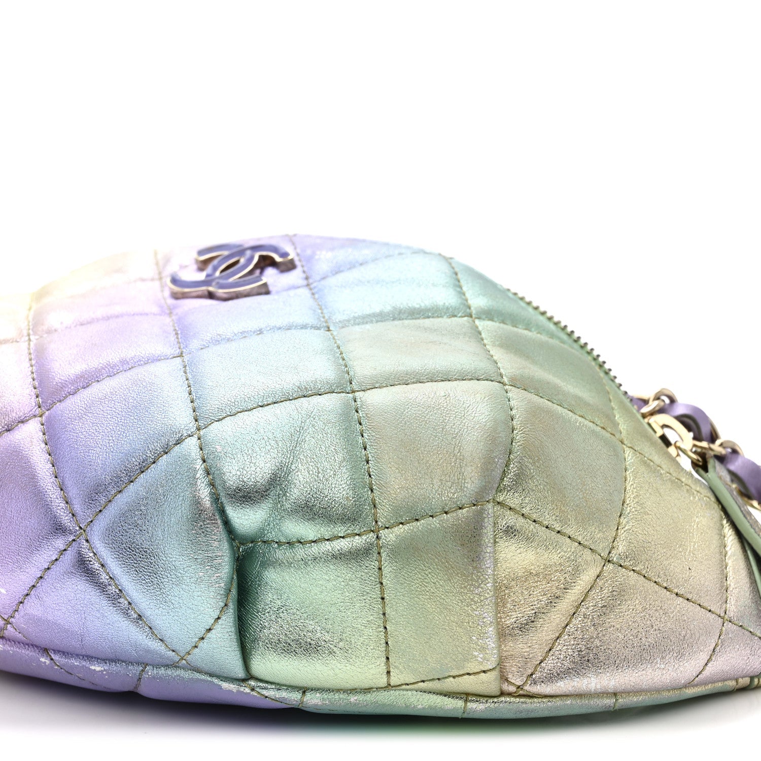 Chanel Gradient Metallic Lambskin Quilted Walking Mood Waist Bag Fanny Pack Pink Purple Green