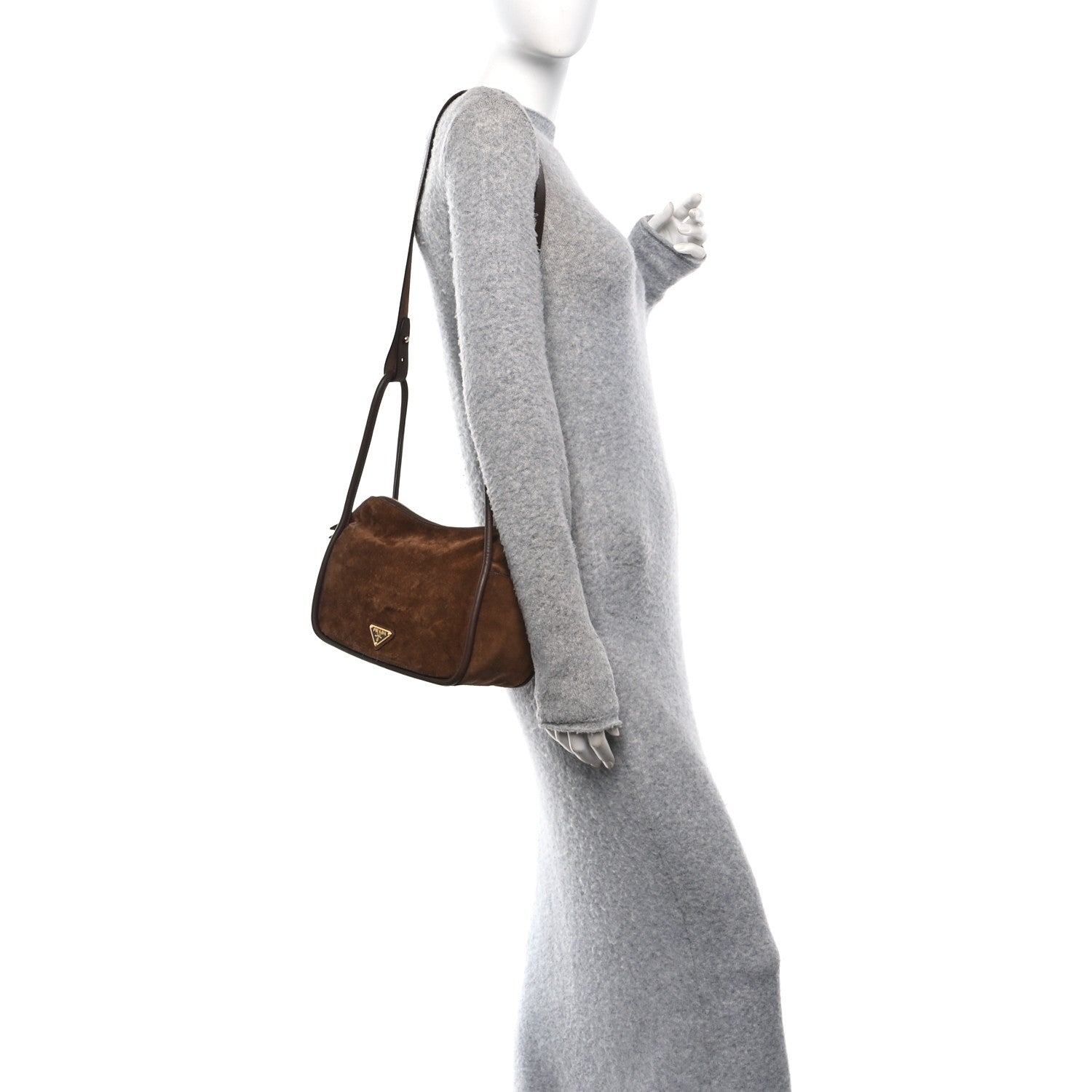 Prada Camoscio Darling Shoulder Bag Cocoa Brown