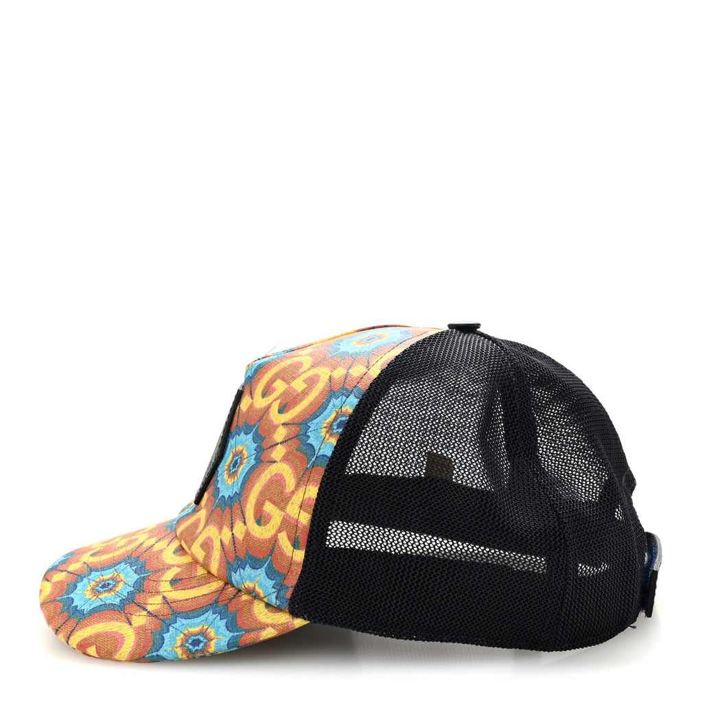Gucci GG Supreme Monogram Kaleidoscope Baseball Hat L Blue Orange Multicolor Blue Agata
