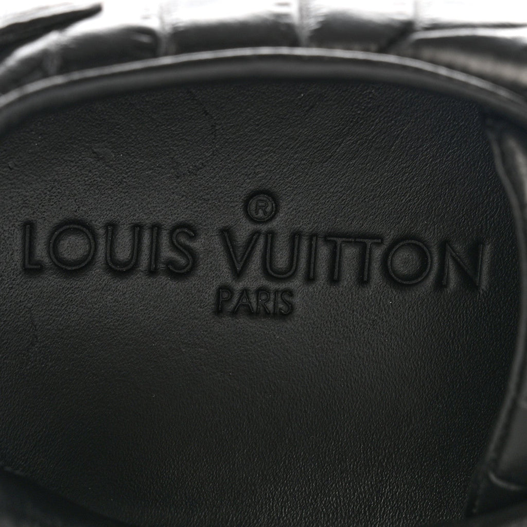 Louis Vuitton Calfskin Crocodile Embossed Frontrow Mens Sneakers 8 Black