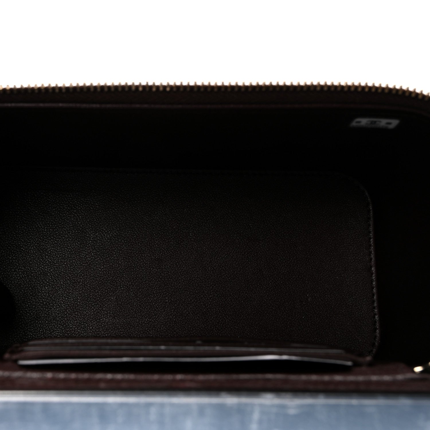 Chanel Lambskin Quilted Small Top Handle Vanity Case With Chain Dark Brown