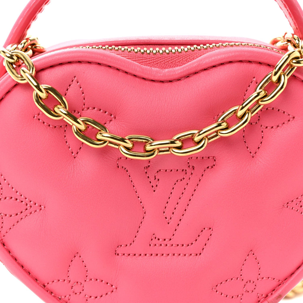 Louis Vuitton Calfskin Embroidered Monogram Pop My Heart Bag Pouch Dragon Fruit Pink