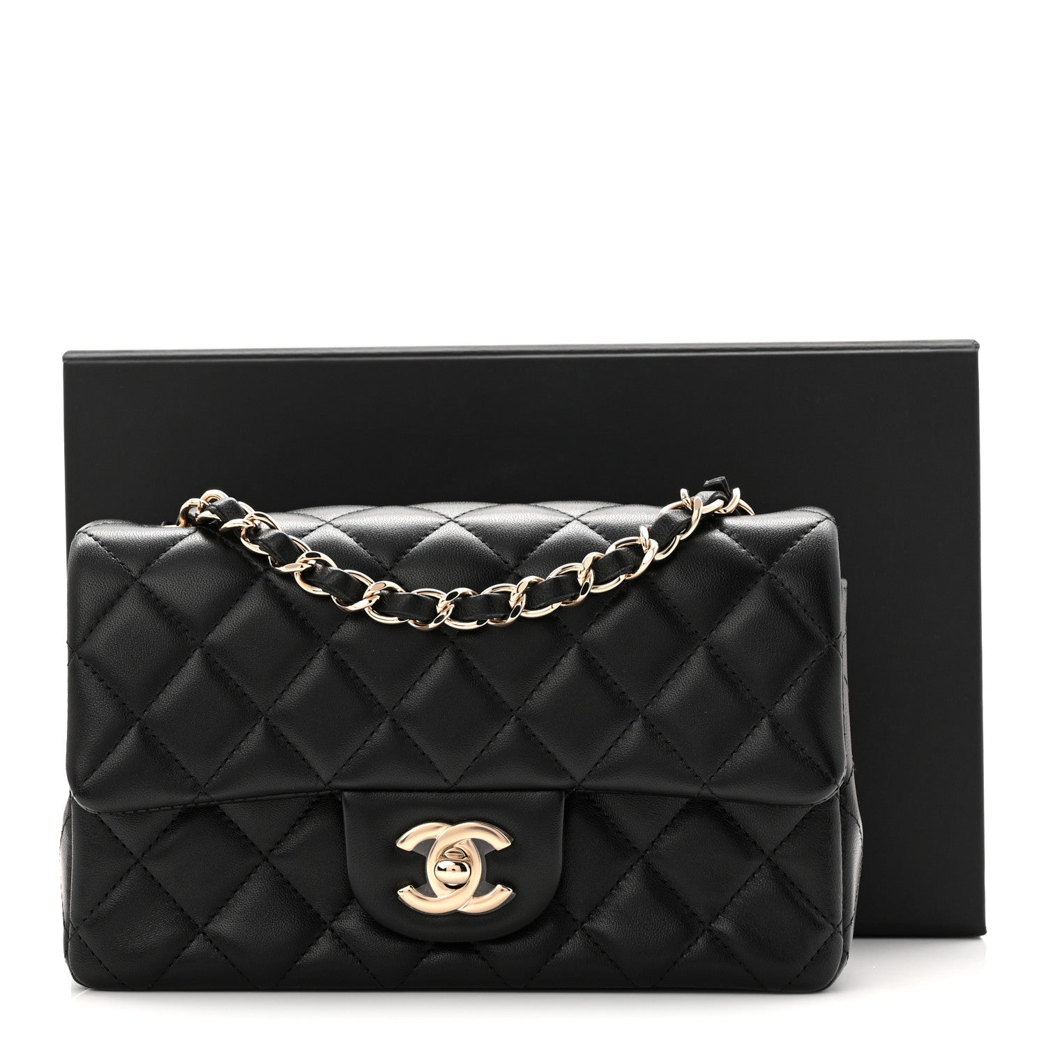 Chanel Lambskin Quilted Mini Rectangular Flap Black