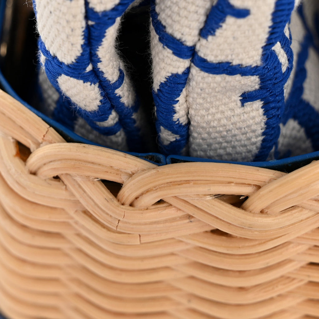 Christian Dior Wicker Oblique Mini Lady Dior Bag Florescent Blue