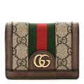 Gucci GG Supreme Monogram Web Ophidia Card Case Beige New Acero