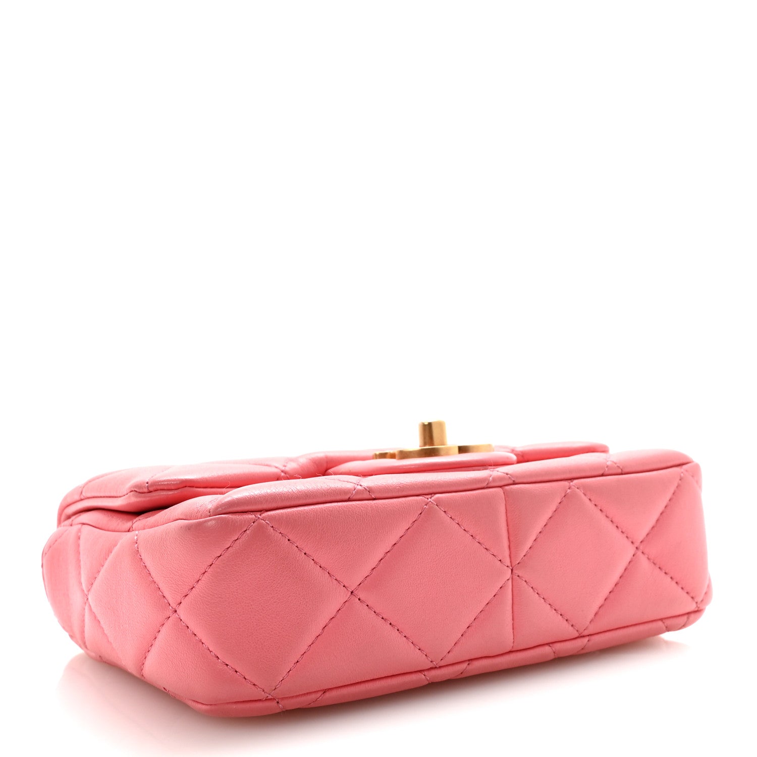 Chanel Lambskin Enamel Quilted Pending CC Mini Square Flap Pink
