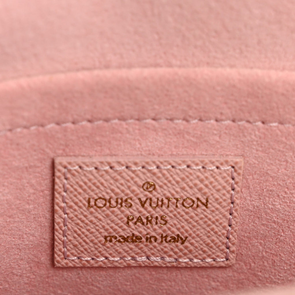 Louis Vuitton Damier Azur Pochette Felicie Chain Wallet Rose Ballerine