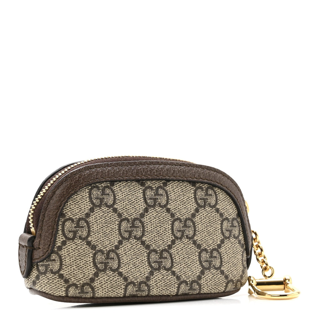 Gucci GG Supreme Monogram Web Ophidia Dome Key Pouch Beige New Acero