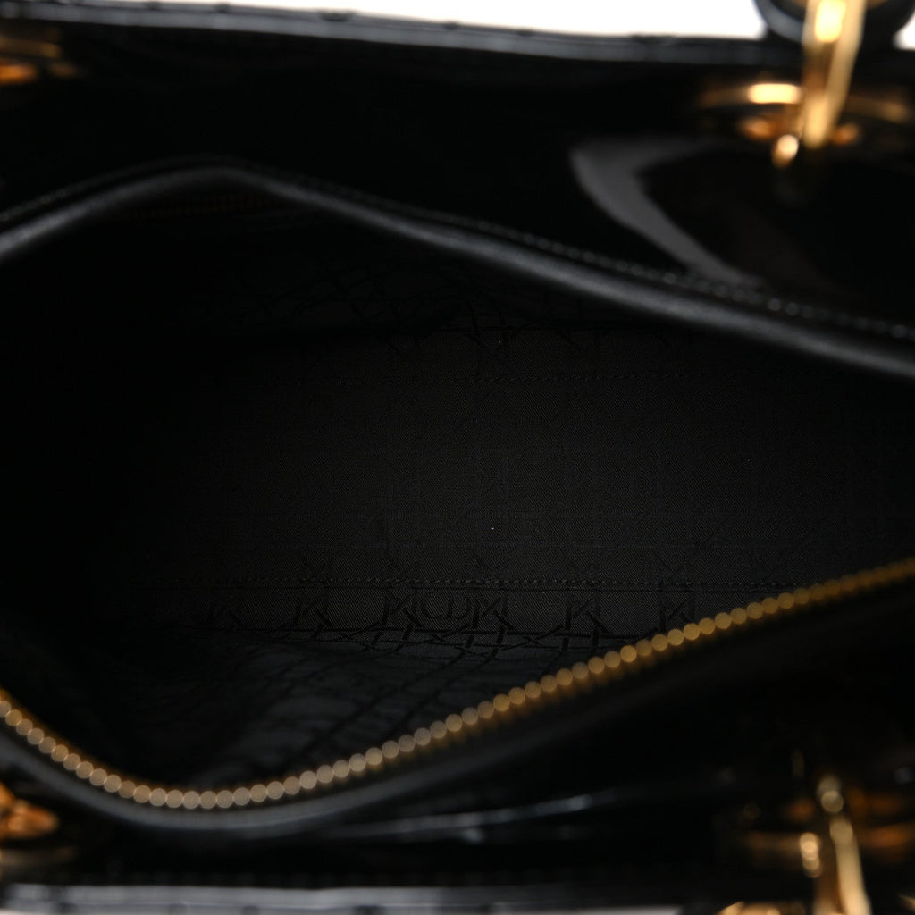 Christian Dior Patent Cannage Large Lady Dior Black