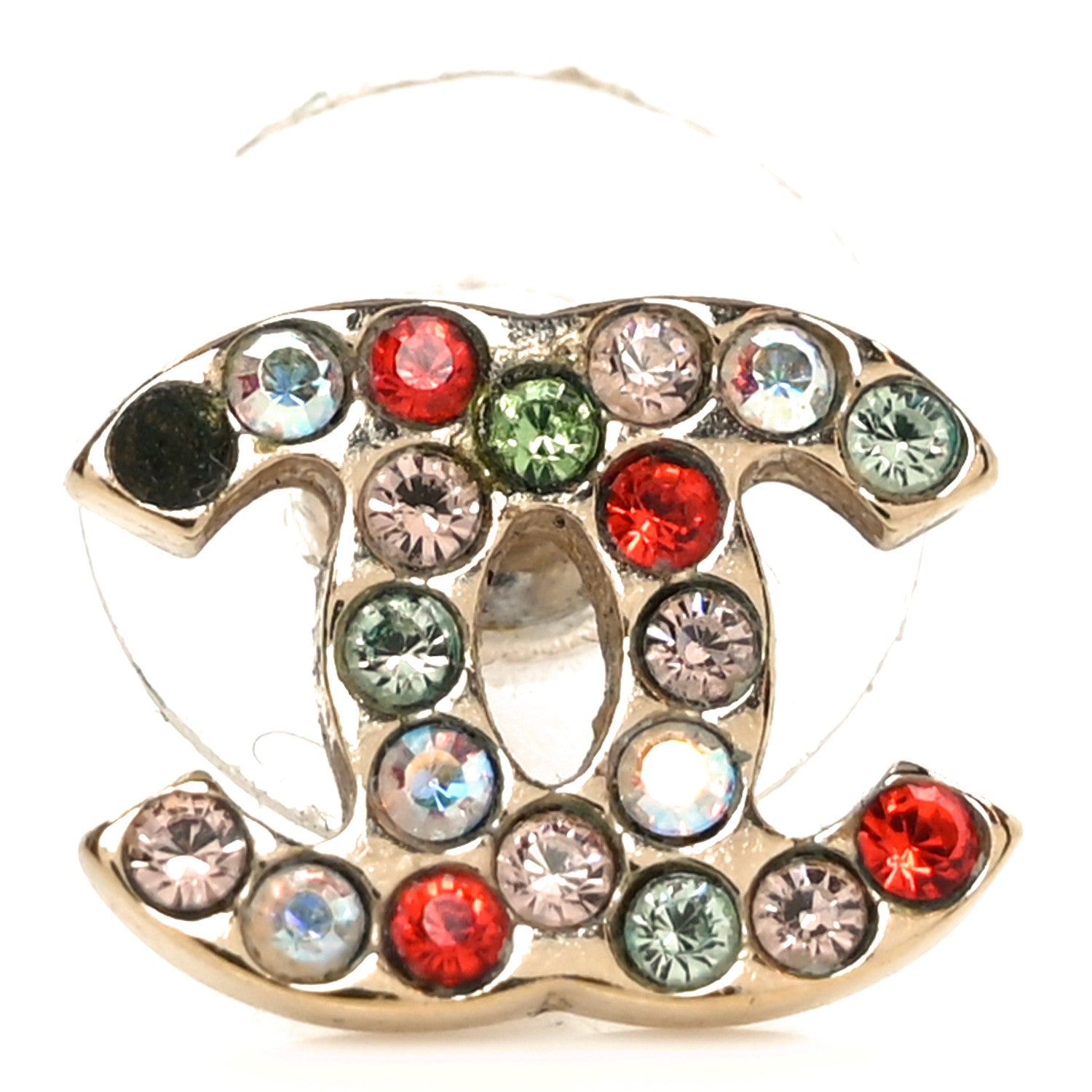 Metal Crystal CC Earrings Gold Multicolor