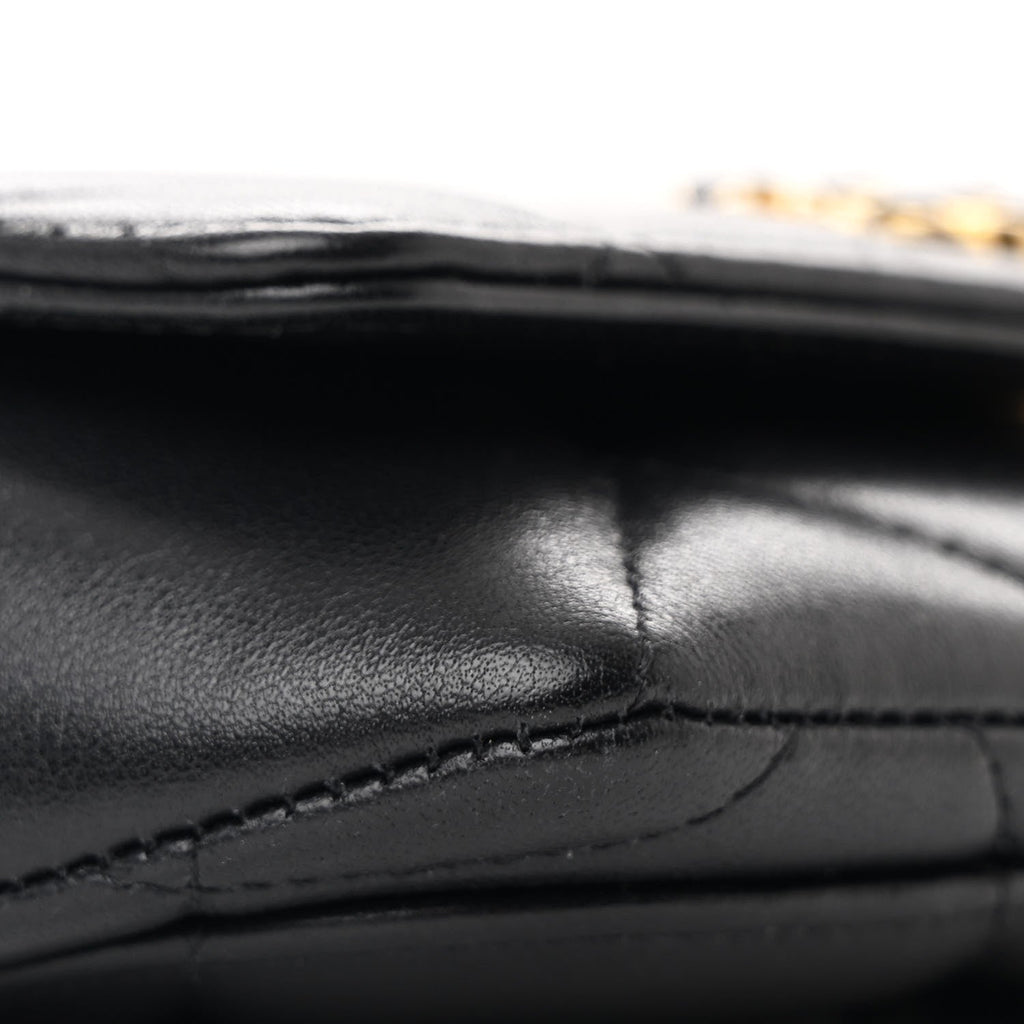 Goatskin Quilted Chanel 19 Glasses Case With Chain Black