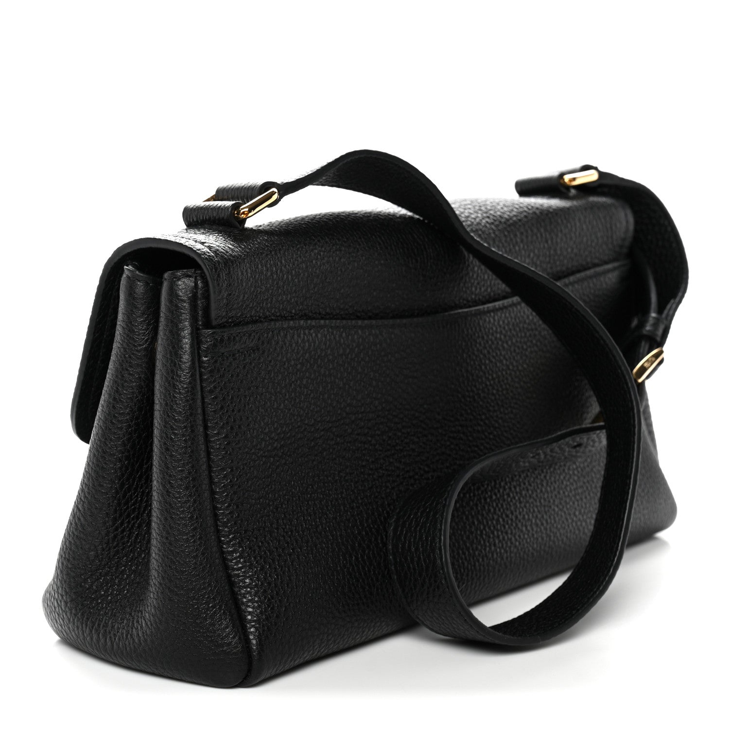 Prada Vitello Daino Soft Flap Shoulder Bag Black