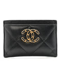 Lambskin Quilted Chanel 19 Card Holder Black