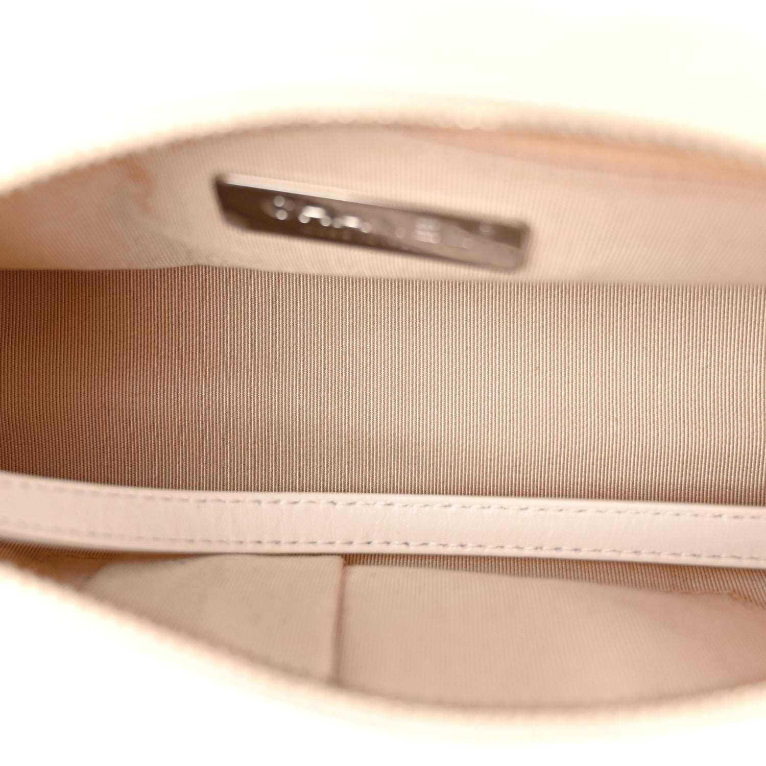 Chanel Calfskin Wool Felt Embossed Small Gabrielle Logo Hobo White