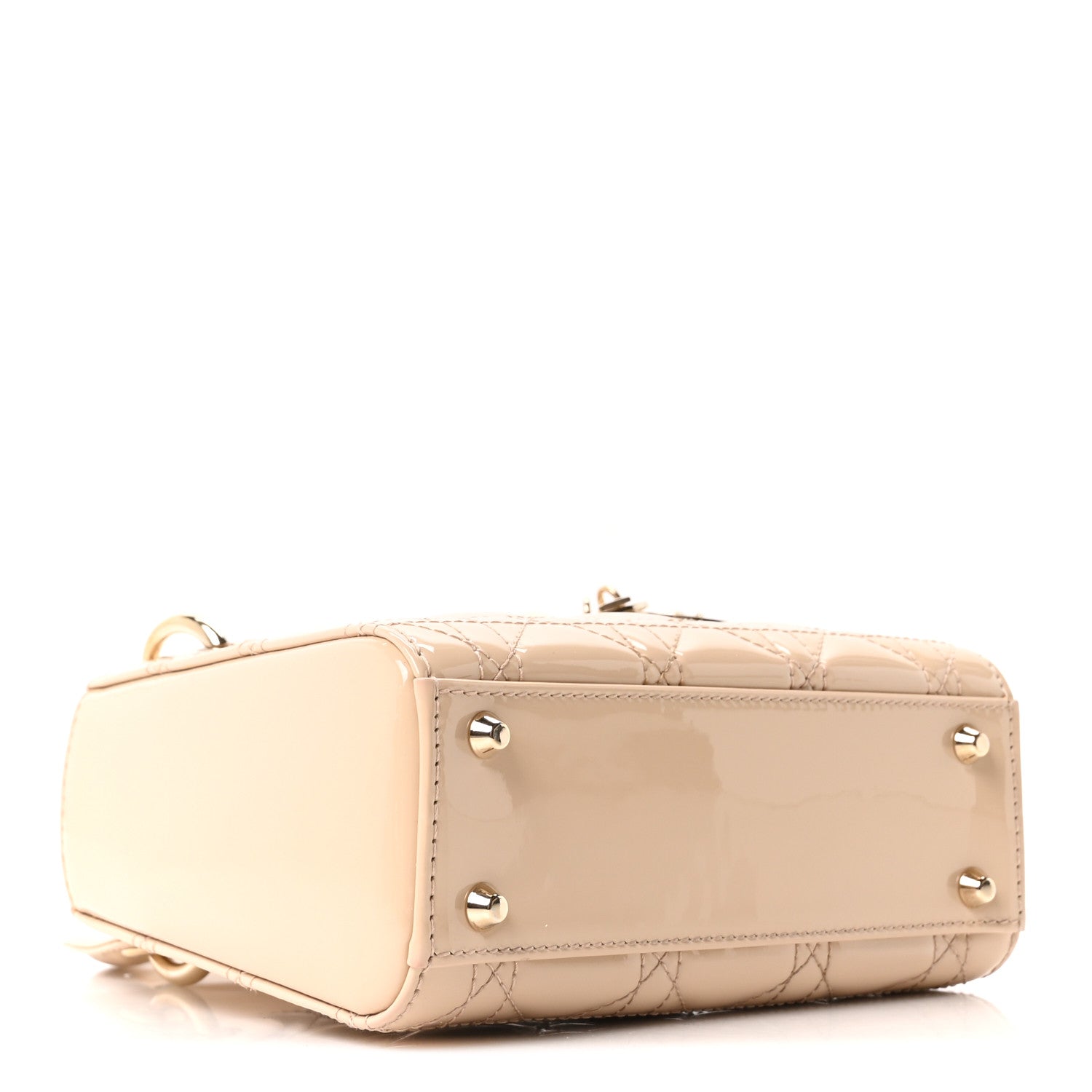 Christian Dior Patent Cannage Mini Lady Dior Beige