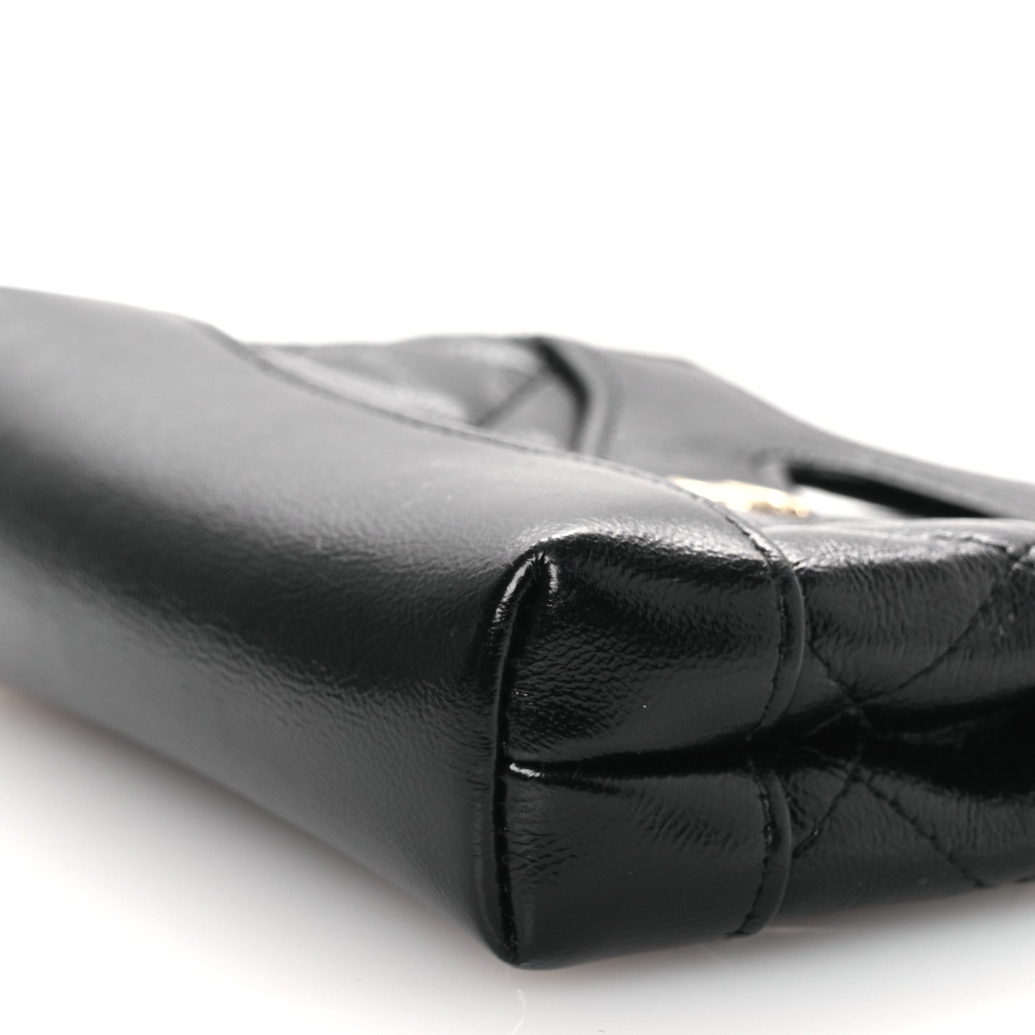Chanel Shiny Lambskin Quilted Micro 31 Clutch With Chain Black