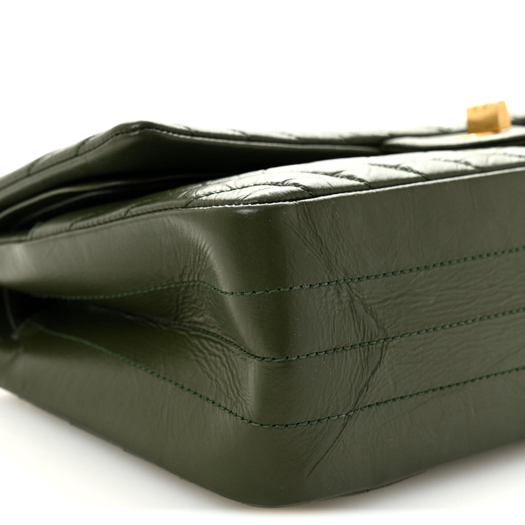 Chanel Aged Calfskin Chevron Quilted 2.55 Reissue 225 Flap Green